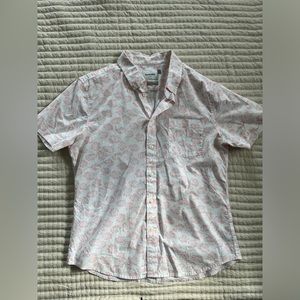 Goodfellow & Co collared shirt, white with pink flowers.